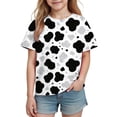 thumbnail image 2 of LYEAA Kids T Shirts Graphic Crewneck Short Sleeve Basic Tee Lightweight Pullover Cow Print Funny Casual Tops Silver 4T, 2 of 8