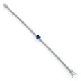 thumbnail image 3 of Gem Stone King 925 Sterling Silver Blue Created Sapphire and White Moissanite Tennis Bracelet for Women (3.93 Cttw, Gemstone Birthstone, Heart Shape 8MM, 7.25 inch), 3 of 6