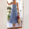 thumbnail image 2 of utcoco Denim Dress for Women Sleeveless Button Down Slim Fit Midi Jean Dresses for Women 2026, 2 of 6