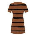 thumbnail image 3 of QUYUON Tshirt Dresses for Women Casual Summer Dress for Women Striped Printed Tunic Swing A-Line Loose Fit T Shirt Dress for Women Round Neck Short Sleeve Beach Dresses Style D-471 Brown_B S, 3 of 4