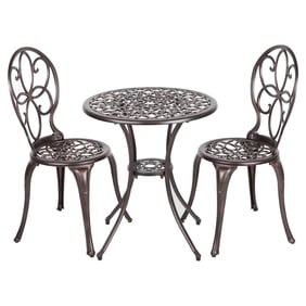 red wrought iron bistro set