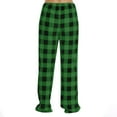 thumbnail image 3 of DENGDENG Flannel Pajamas Pants Women Plaid Flannel Fuzzy Cozy Christmas Pajama Pants Cute Lounge Fleece Sleepwear Pants Plush Wide Leg Winter Loose Fit Pjs Bottoms Green M, 3 of 4