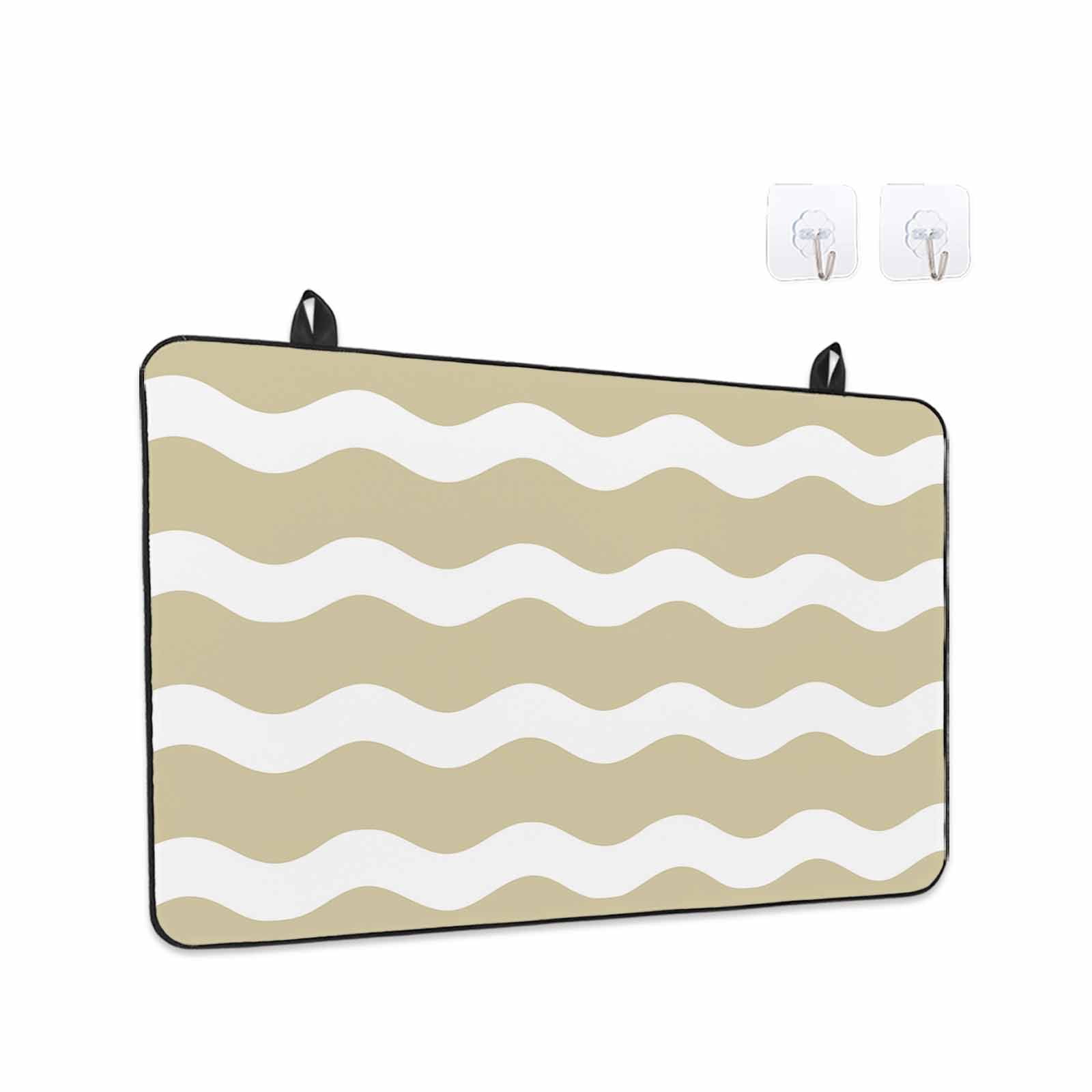 Light Brown Ripple Stove Top Cover for Electric Stove,Heat-proof & Non Slip Glass Top Stove Cover Protector,Simple Light Brown White Waves Aesthetics Kitchen Flat Cooktop Rubber Mat 28.5x20.5 Inches