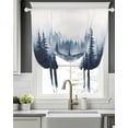 thumbnail image 5 of Navy Blue Forest Tie Up Curtains for Window, Thermal Insulated Balloon Shade Adjustable Rod Pocket Curtains Valance Panels for Kitchen Bathroom Cafe 42 x 63 Ombre Tree Abstract Art, 5 of 6