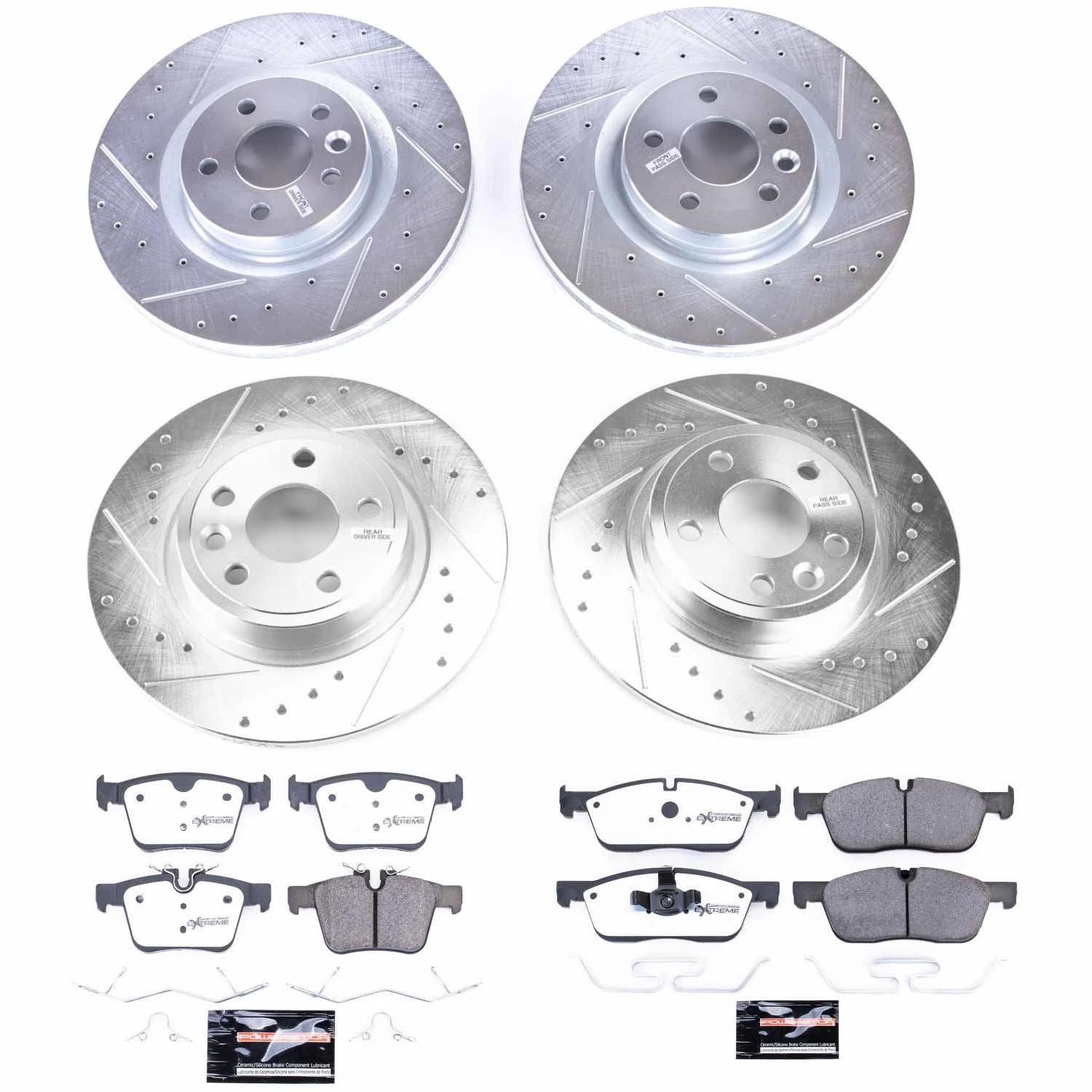 PowerStop Front and Rear Z36 Truck & Tow Carbon-Fiber Ceramic Brake Pad and Drilled and Slotted Rotor Kit Fits: LAND ROVER Select Models K8198-36