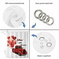 thumbnail image 3 of Red Valentine's Day Shower Curtain, Waterproof Shower Curtains for Bathroom, Love Heart Truck Romantic Valentines Washable Fabric Bathtub Curtain Set Bath Decor with 12 Hooks Extra Long 72"x96", 3 of 6