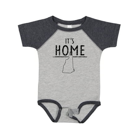 

Inktastic It s Home- New Hampshire State Outline Distressed Text Gift Baby Boy or Baby Girl Bodysuit