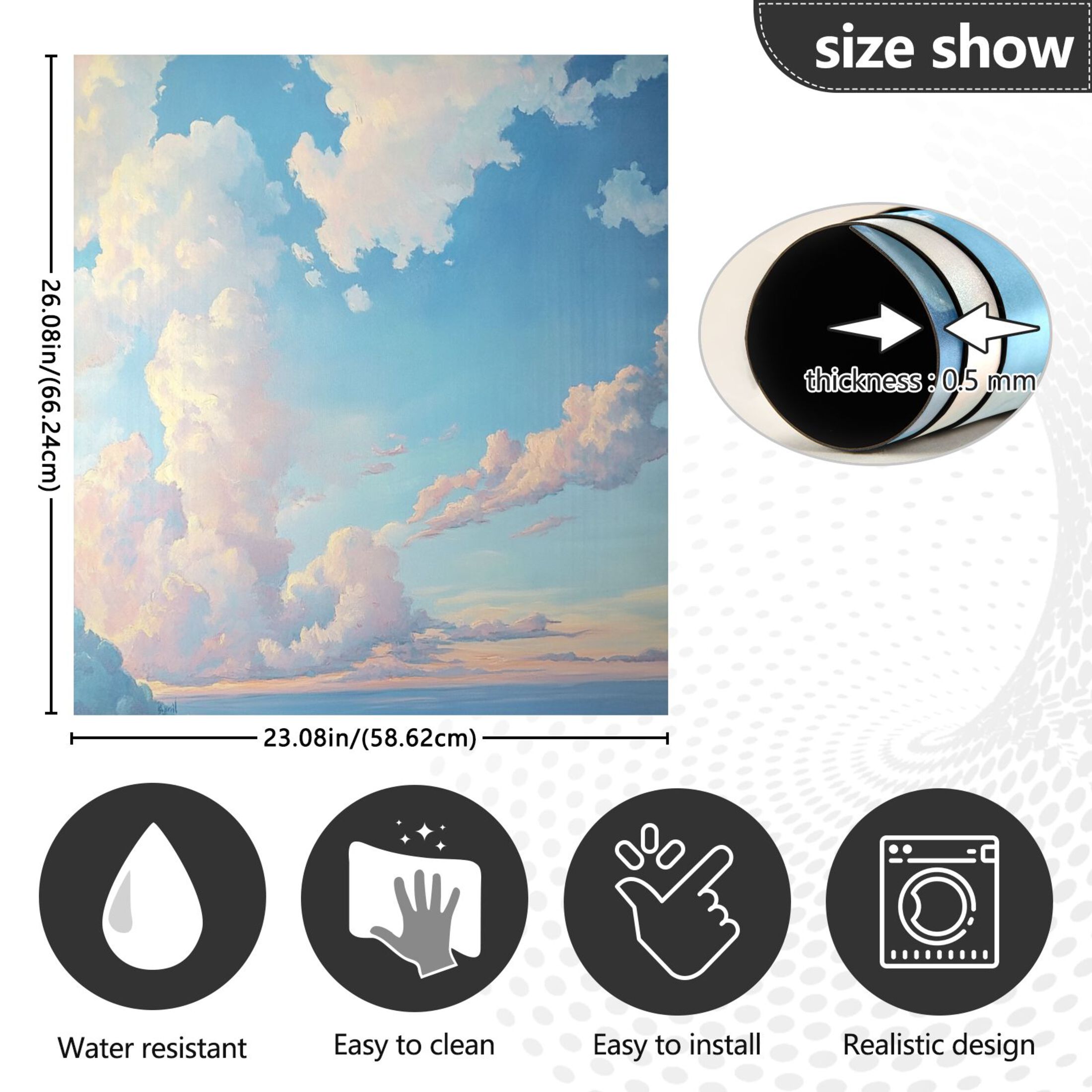 Dishwasher Magnetic Sticker 23x26 Inch Refrigerator Magnetic Sticker Washing Machine Magnetic Sticker Kitchen Panel Magnetic Sticker Home Decor Pretty Blue White Clouds