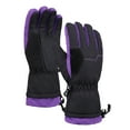 thumbnail image 2 of Kids' Two Tone Geometric Ski Gloves,Black w/ Lavender Trim,M(7-9 Years), 2 of 4