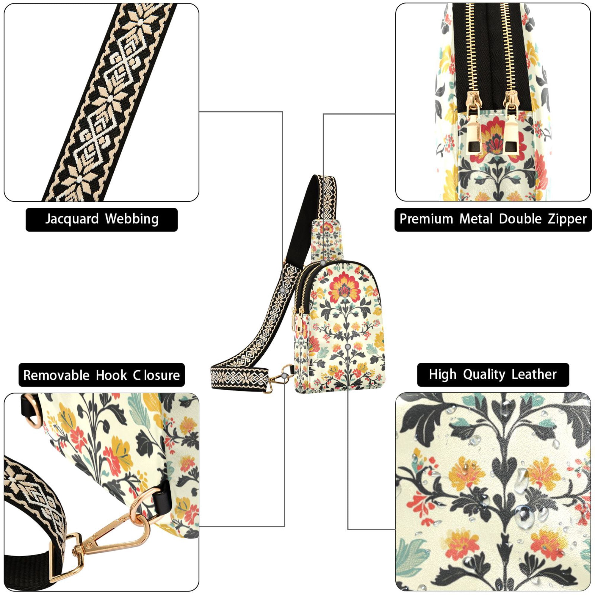 FORMRS Womens Crossbody Sling Bag Travel Daypack Shoulder Chest Backpack, Beige Floral