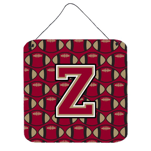 Letter Z Football Garnet and Gold Wall or Door Hanging Prints