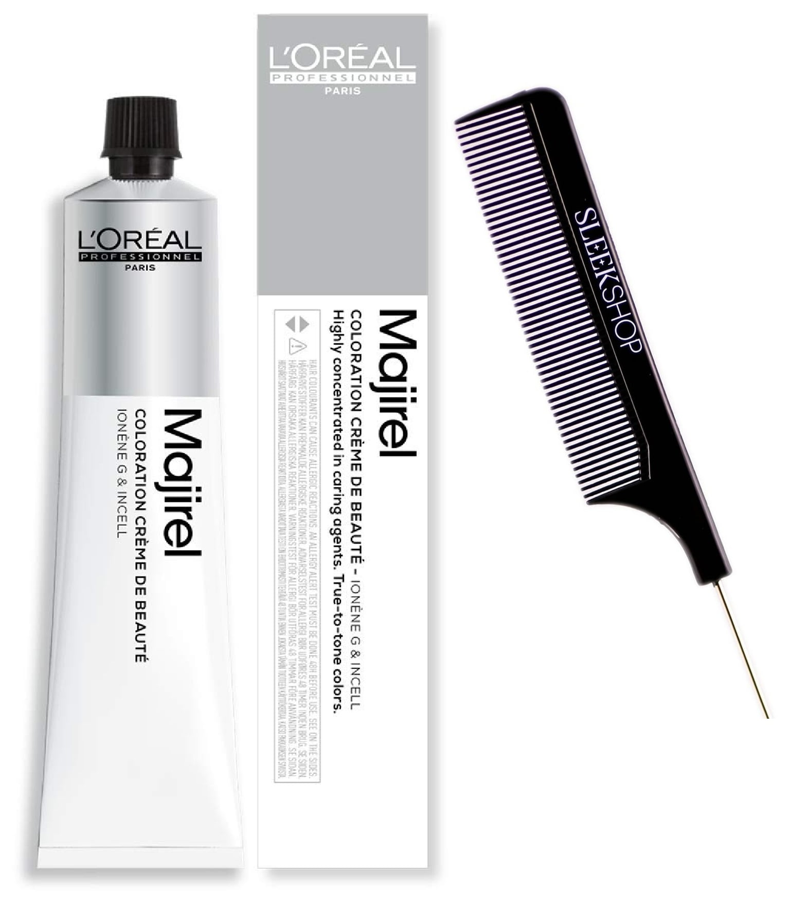 9 / 9N , L'oreal MAJIREL Professional Cream Permanent Hair Color Dye  Haircolor Ionene G & Incell Loreal - Pack of 3 w/ Sleek Pin Comb -  