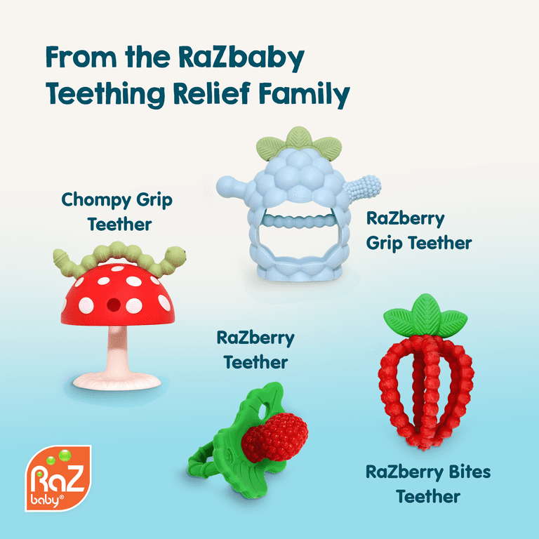 RaZbaby Chompy Teether Toy, 2-Pack, Red/Green photo 8