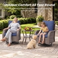 thumbnail image 3 of ELPOSUN Outdoor Patio Swivel Rocking Chair Set of 2, 3 Pieces All-Weather Wicker Patio Furniture Bistro Set with Side Table for Garden, Backyard, porch, Brown&Blue, 3 of 9