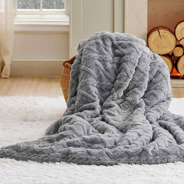 Manta Bedsure Sherpa de forro polar para sofá, 130 x 150 cm, color gris