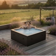 Wave Garda 4-Person Square Eco-Foam Hot Tub | 70-Jet Massage & Wi-Fi Eco Heater | Flint Gray