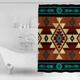thumbnail image 4 of Extra Long Shower Curtain 72x84 Inch, Turquoise Red Shower Curtain Waterproof Bathroom Decor Southwest American Native Abstract Pattern Fabric Bath Curtain Set Accessories with Hooks, 4 of 6