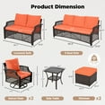 thumbnail image 3 of Vicluke 7 Piece Patio Furniture Set, Wicker Outdoor Conversation Sofa Set with Swivel Chairs, 2 Ottomans, Glass Side Table, Rattan Outdoor Sectional for Deck Backyard Porch （9 Seats, Orange), 3 of 9