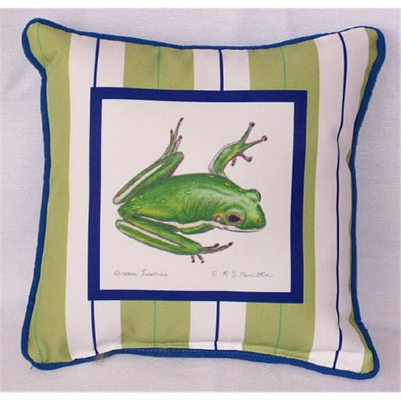 Betsy Drake  Tree Frog Small Outdoor-Indoor Pillow 12''x12''