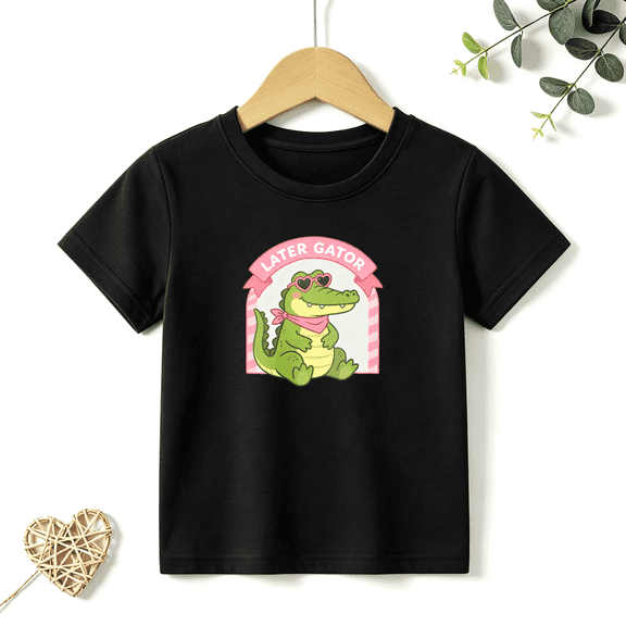 Girls Graphic Tees Later Gator Crocodile Kids T Shirt Cute Funny 100% Cotton Short Sleeve Soft Tops 4-13Y