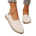 thumbnail image 5 of pwidon Women's Espadrille Flats Slip On Closed Toe Textured Glitter Linen Comfort Walking Casual Loafers White 6.5, 5 of 6