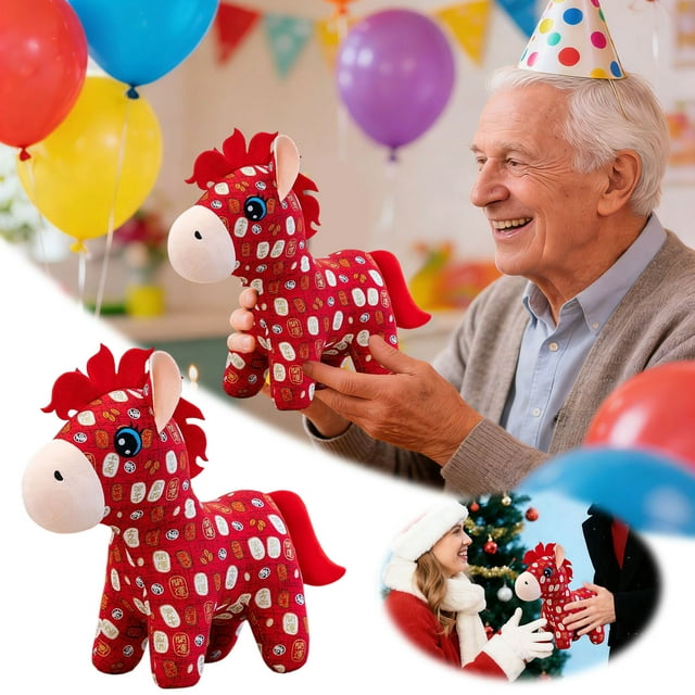 BotaniNest Zodiac Horse 15/30cm Pattern Soft Stuffed Animal Festive For Home /Birthday/Chinese Year