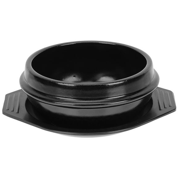 ifundom Korean Style Black Ceramic Cooking Pot Non-Stick with Base Tray for Kitchen Use 1 Set and Easy to Clean