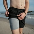 thumbnail image 2 of Mens Swim Trunks with Compression Liner Anti Chafing 7 inch inseam Stretch Quick Dry Swim Shorts with Phone Pocket, 2 of 4