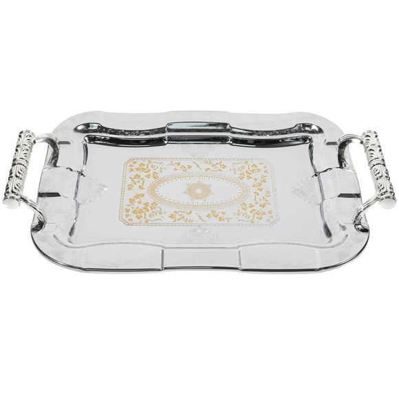 Milisten Stainless Steel Serving Tray Elegant Serving Tray Drinks Tray Fruit Dish Cafeteria Tray Food Serving Tray