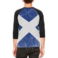 thumbnail image 2 of Scottish Flag Distressed Grunge Scotland Mens Raglan T Shirt White-Black X-LG, 2 of 2
