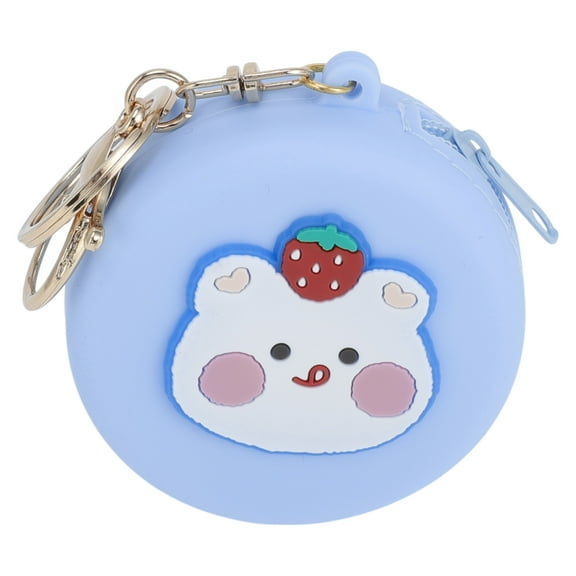 Unique Bargains 1 Pc Coin Purse Wallet Portable Round Cartoon Coin Purse Pouch Blue White