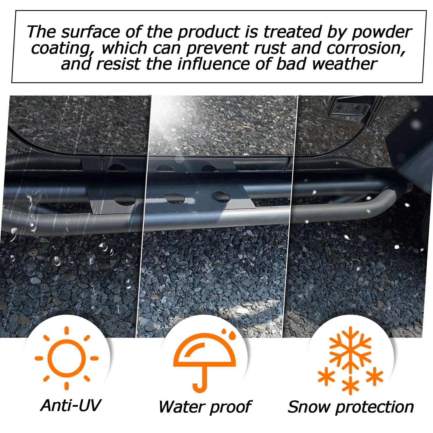 Kojem Side Step Nerf Bar Fit for 2007-2018 Jeep Wrangler JK Running Board Rock Slider Rail 2-Door Armor Guard