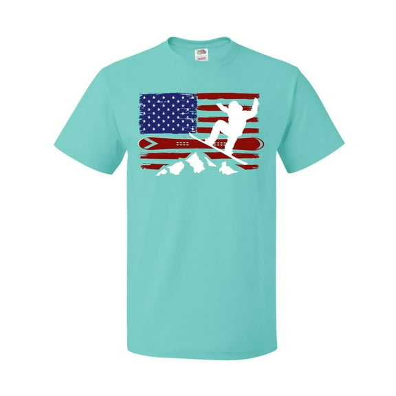 Inktastic Snowboarding Us Flag T-Shirt
