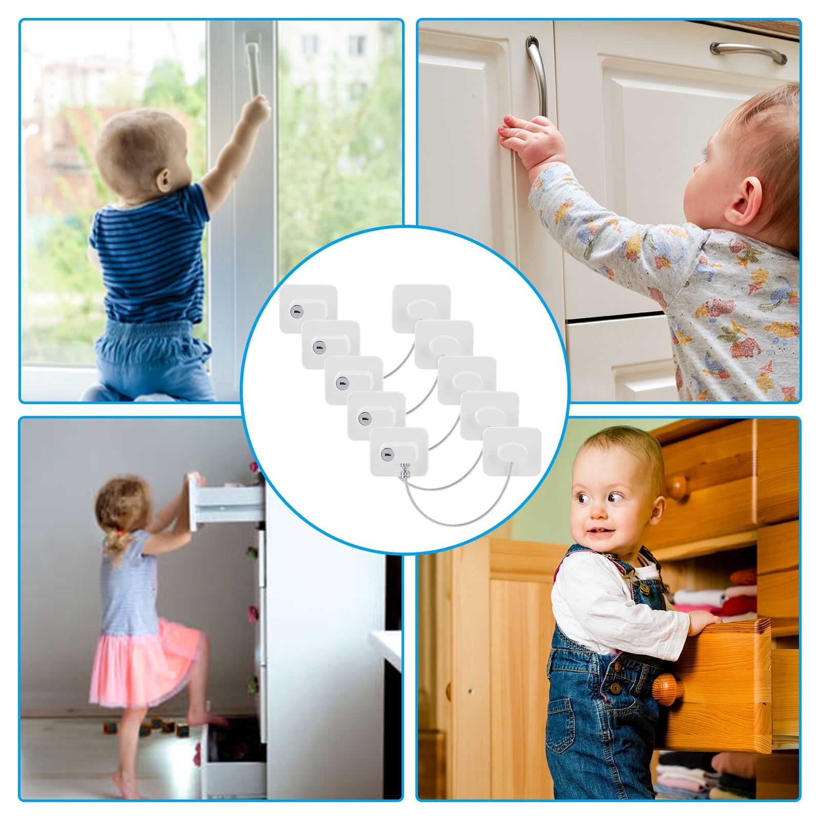 Topekada 5 Pack Refrigerator Door Lock With Keys, Freezer Lock Cabinets Lock for Toddler, Child, Adult, Multi Purpose Baby Kid Safety Deep Freezer Fridge Lock With A Key(White)