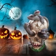 thumbnail image 4 of Fiudx Decoración del hogar Esqueletos de Halloween de resina, simulación realista de cráneo humano, modelo de hueso de cabeza, accesorio de Halloween, mini esqueleto realista, decoración espeluznante, 4 of 4