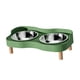 thumbnail image 2 of Comedero elevado para gatos con 2 cuencos de acero inoxidable, fácil de limpiar, juego de comedero y bebedero elevado, resistente a salpicaduras para Verde, 2 of 8