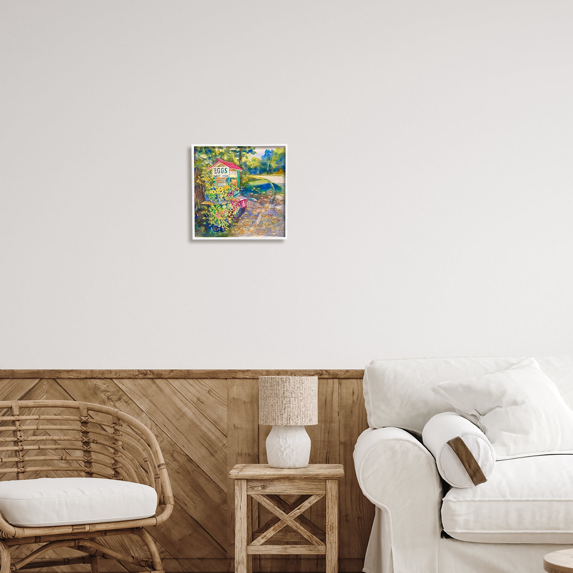 Stupell Industries Farm Stand Painting Nature Painting White Framed Art Print Wall Art, 12 x 12