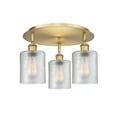thumbnail image 3 of Innovations Lighting  Cobbleskill - 3 Light 17" Flush Mount Clear/Brushed Brass, 3 of 5