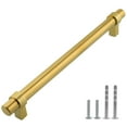 thumbnail image 2 of Modket M1608 Modern Euro Bar Cabinet Handle 304 Stainless Steel — 9-1/8" Overall Length, 9-1/8" (192mm) Hole Centers, Satin Brass Gold— 15-Packs, 2 of 7