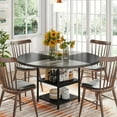 47 inch Round Dining Table for 4, Wood Kitchen Table Large Dinner Table
