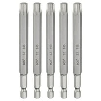 Uxcell 5pcs T45 Torx Head Screwdriver Bit 1/4" Hex Shank 4" (100mm) Long Magnetic No Hole Tip 6 Point Star Screw Driver