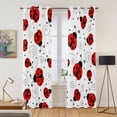 thumbnail image 2 of Kitchen Curtains 84 Inch Length 2 Panels, Ladybug Grommets Window Treatment Curtain, Cartoon Red Black Dots Animals Modern Simple Thermal Curtains Drapes for Living Room/Bathroom, 2 of 9