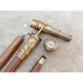 thumbnail image 2 of R K Antique Collection Engraved 1920 Dollond London Victorian Telescope Compass On Top Spyglass Handle Walking Stick Steampunk Walking Cane Gift, Brown, 2 of 4