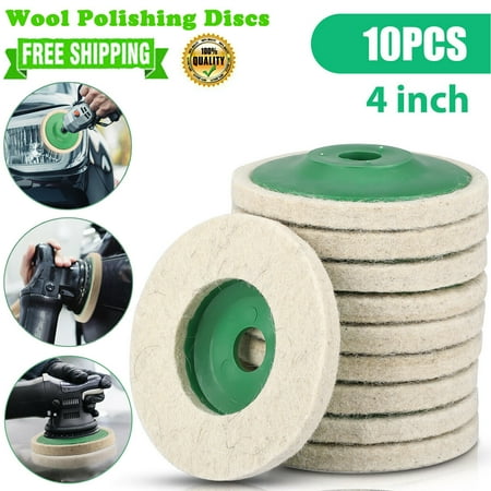 

10Pcs 4 Wool Polishing Discs Finishing Wheel Buffing Pads for 100 Angle Grinder