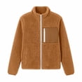 thumbnail image 5 of Smsaxvxz Women's Lamb Wool Warm Jacket Fashion Solid Long Sleeve Full Zip Coats Fall Winter Tops with Pockets Orange 2XL, 5 of 8