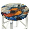 thumbnail image 3 of Hirioo Dog Guitar Starry Night for Round Bar Stool Seat Covers Washable Stool Cushion Slipcover Elastic Bar Chair Covers for 12-14 Inch Chair-12 inch, 3 of 7