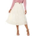 thumbnail image 1 of Falda midi plisada INSPIRE CHIC para mujer, falda de acordeón casual con cintura elástica, L blanca, 1 of 6
