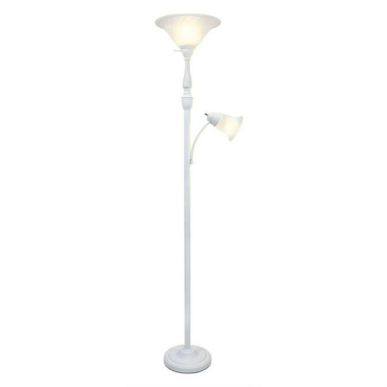 Elegant Designs 2 Light Mother Daughter Floor Lamp with White Marble Glass,  White - Walmart.com