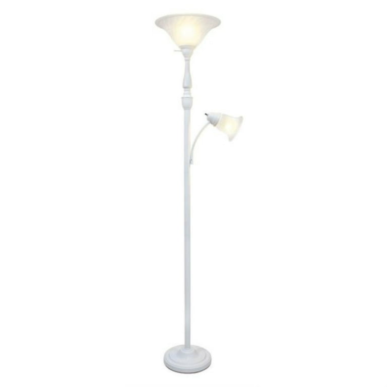 Elegant Designs 2 Light Mother Daughter Floor Lamp with White Marble Glass, White - Walmart.com
