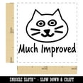 thumbnail image 2 of Much Improved Happy Cat Face Teacher Motivation Self-Inking Rubber Stamp Ink Stamper - Lime Green Ink - Small 1 Inch, 2 of 7